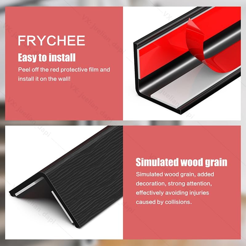 Frychee ‎ Wall Corner Protector, Walls Edge Protector，Self-Adhesive Wall Corner Guards,PVC Double Side Edge Protector， Furniture Stairs Guard (Black Wood Grain 2PCS 100cm/39.37in) - Image 3